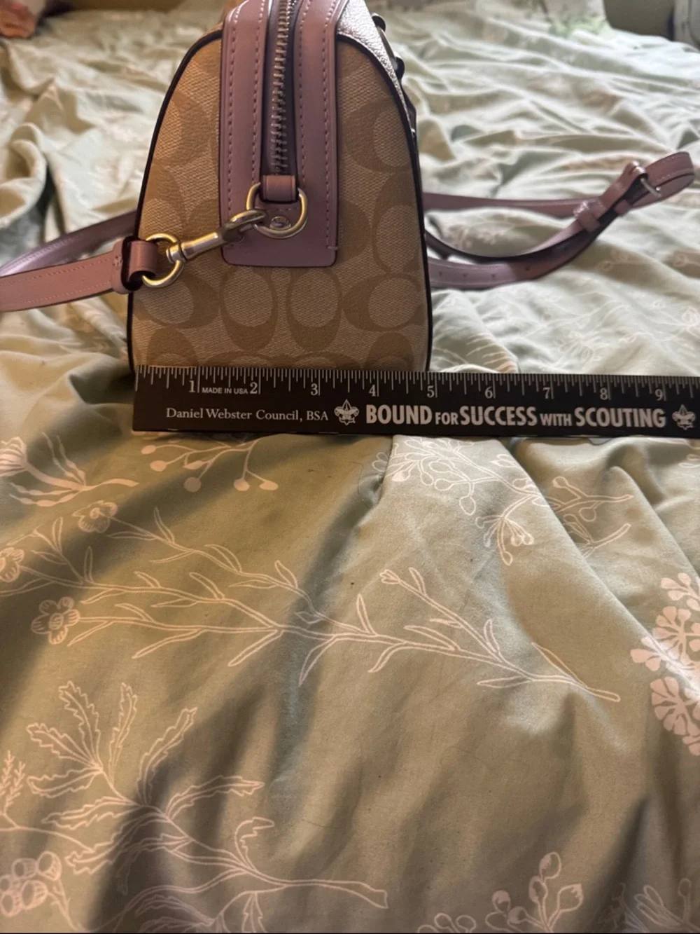 Coach Tan Canvas Satchel with Dusty Pink Leather Trim - Picture 7 of 7